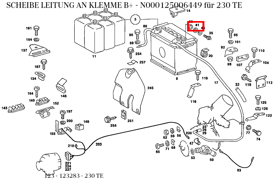 Scheibe LEITUNG AN KLEMME B+ 230 TE 123
