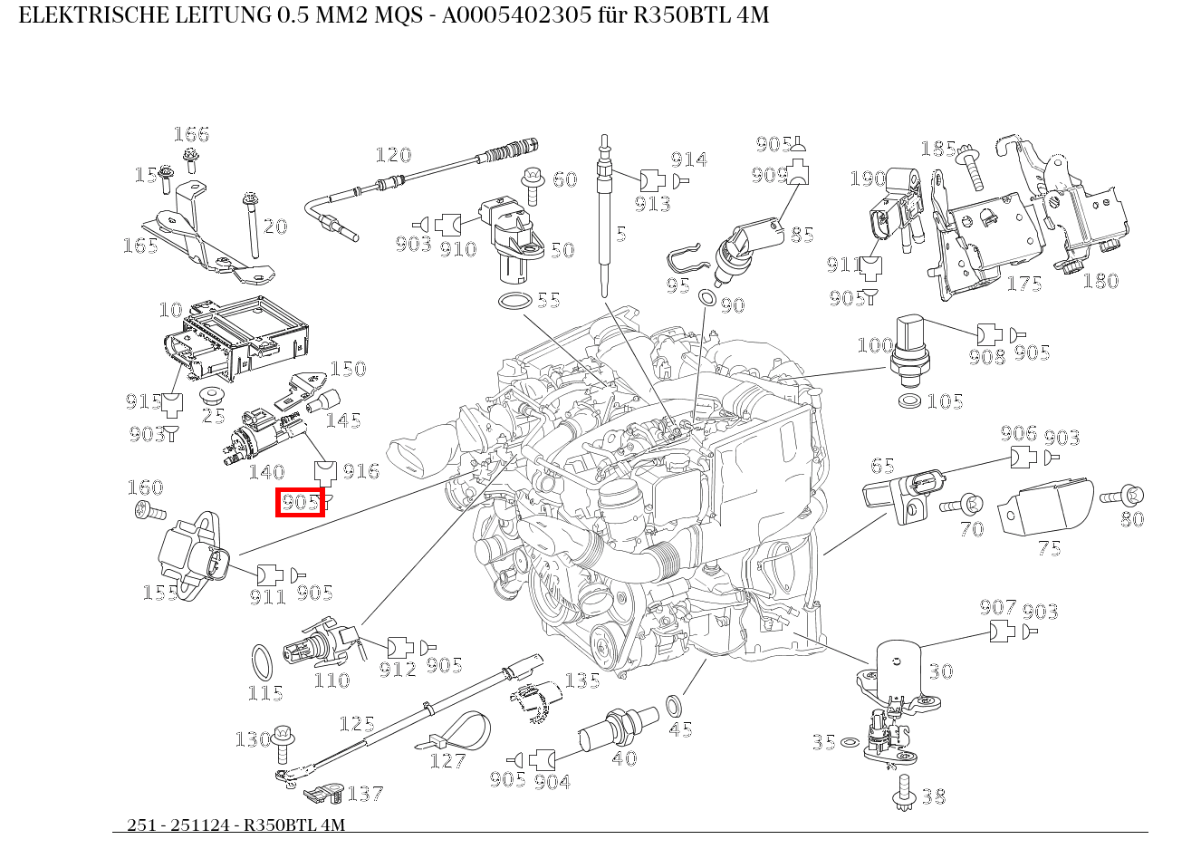 Elektrische Leitung 0.5 MM2 MQS R350BTL 4M 251 Elektrische Leitung 0.5 MM2 MQS R350BTL 4M 251