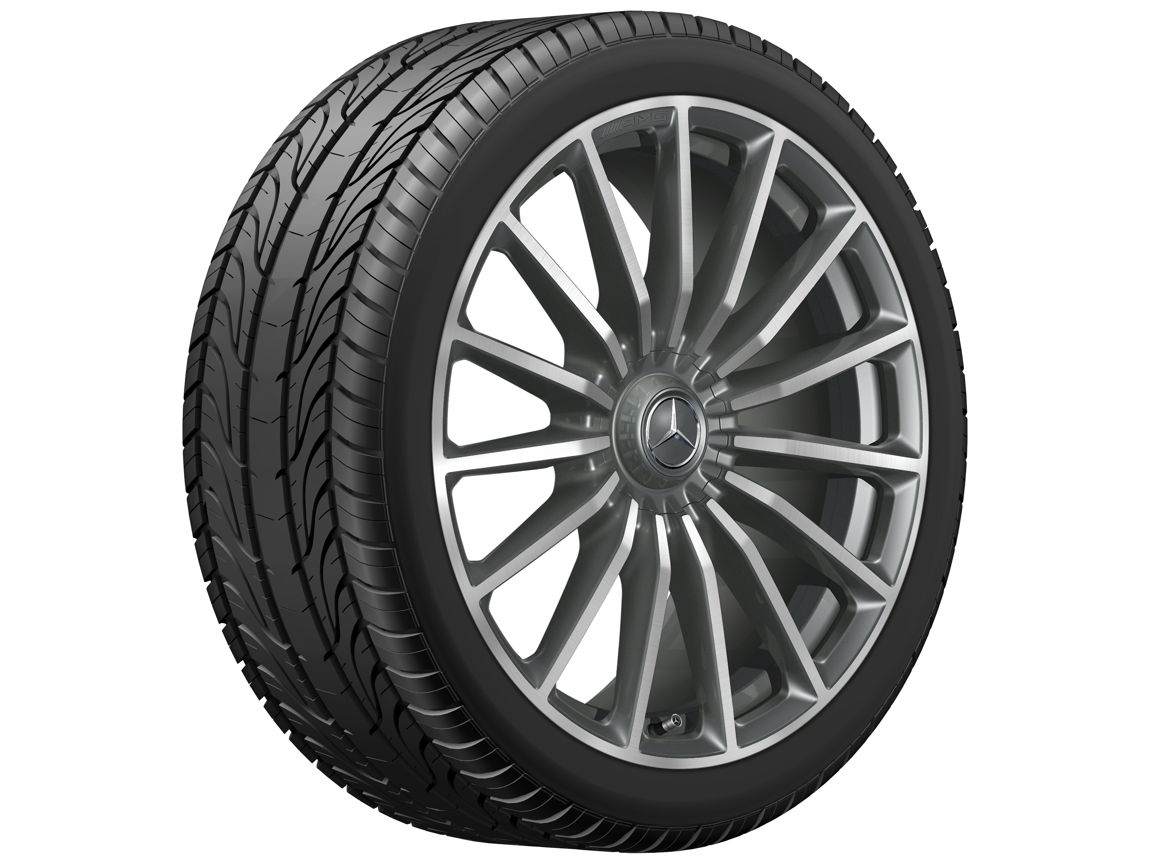 AMG Vielspeichen-Rad, 22 Zoll, 11,5 J x 22 ET 47, titangrau, Felgenhorn glanzgedreht