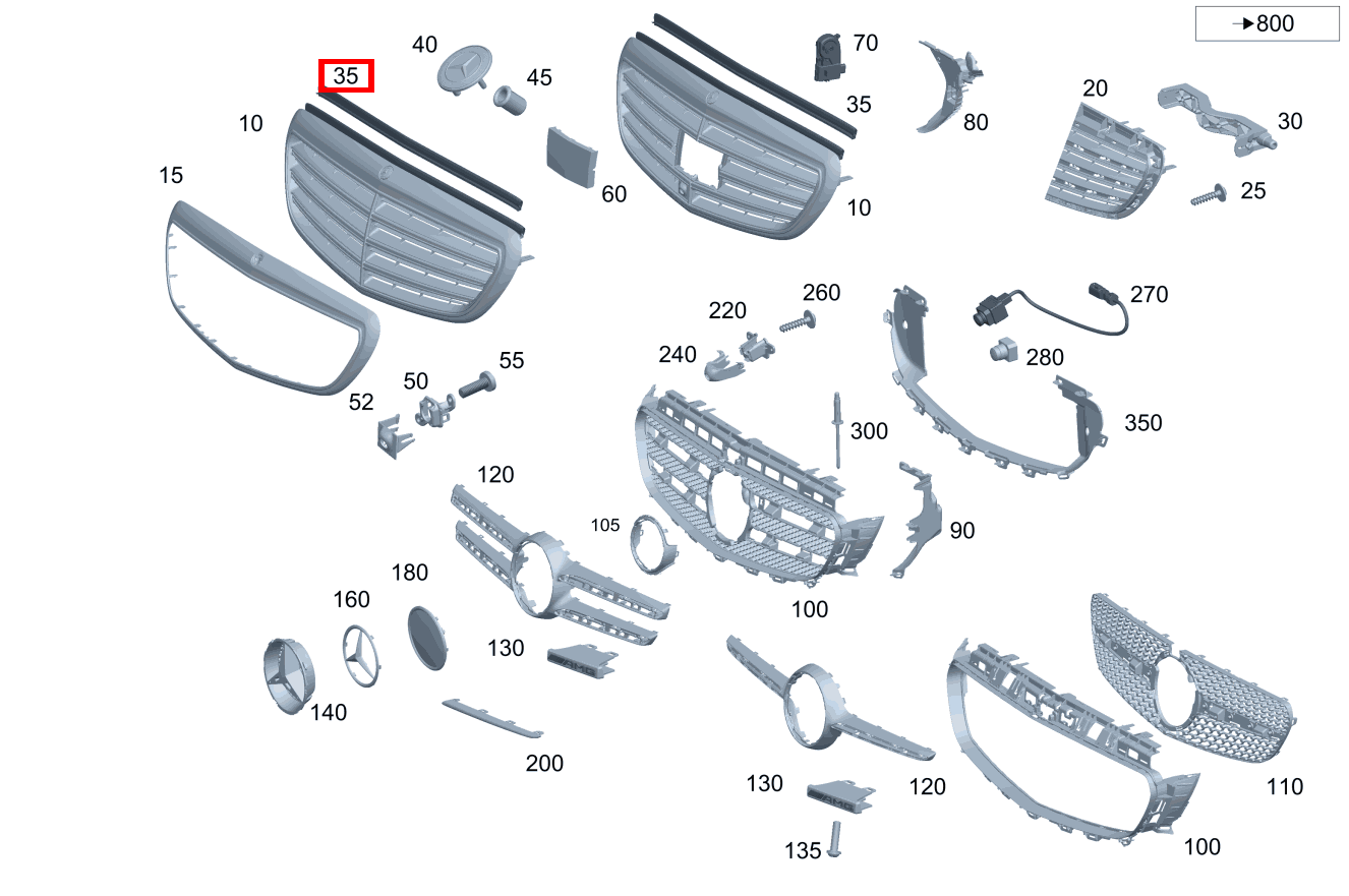 DICHTUNG VORBAU STOSSFAENGERVERKLEIDUNG OBEN E 250 T-Modell BCA 213