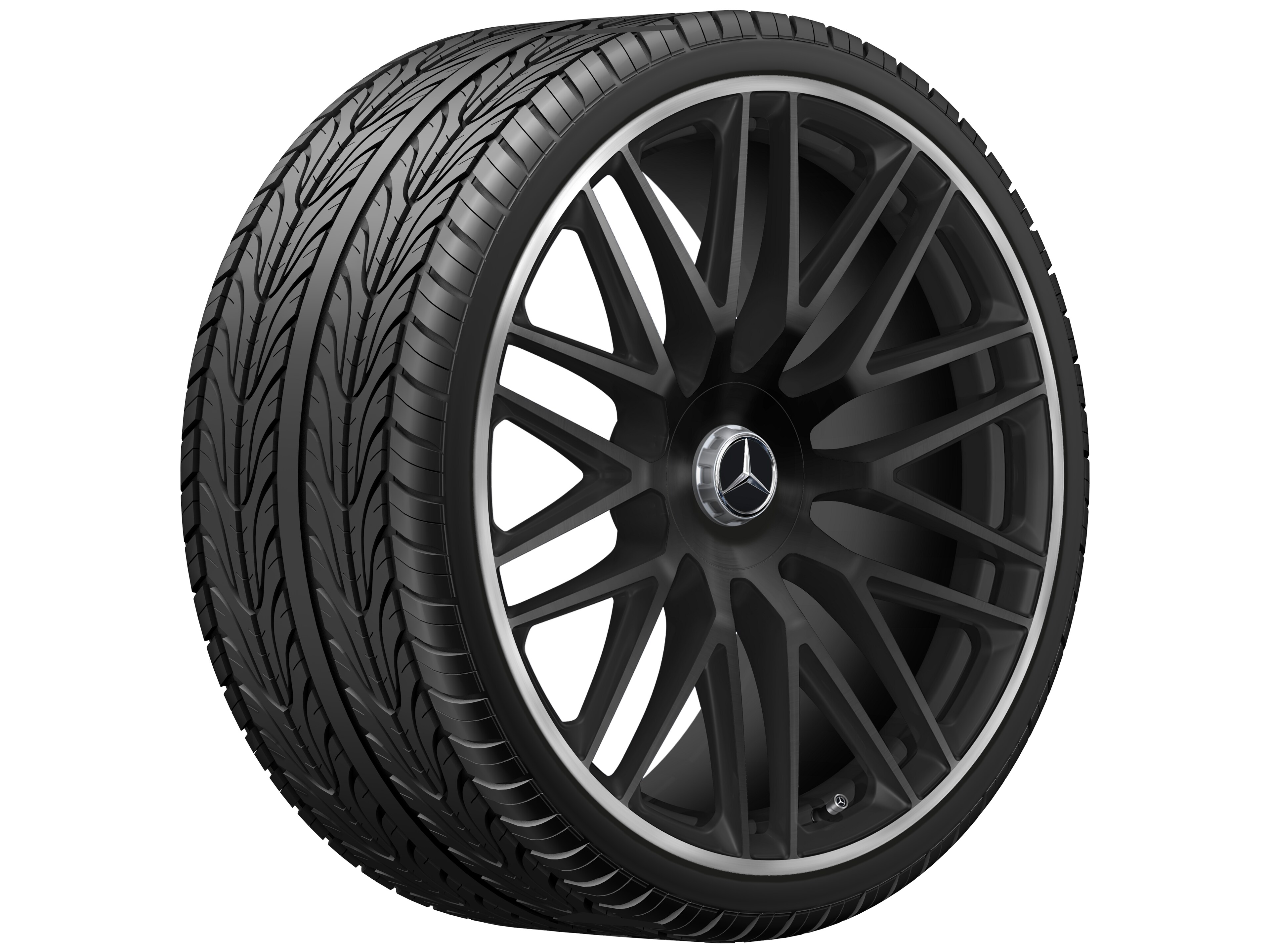 AMG Schmiederad, 23 Zoll, 10 J x 23 ET 45, schwarz matt, Felgenhorn glanzgedreht