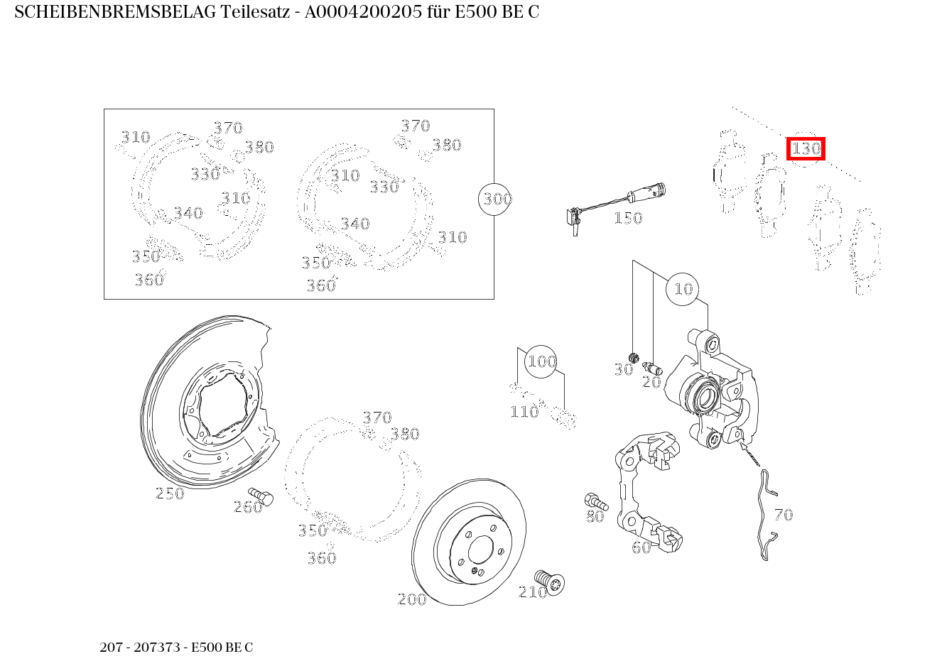 Scheibenbremsbelag Teilesatz E500 BE C 207