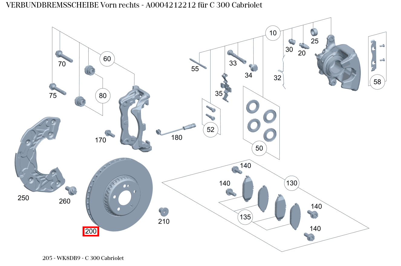 Verbundbremsscheibe Vorn rechts C 300 Cabriolet 205 Verbundbremsscheibe Vorn rechts C 300 Cabriolet 205