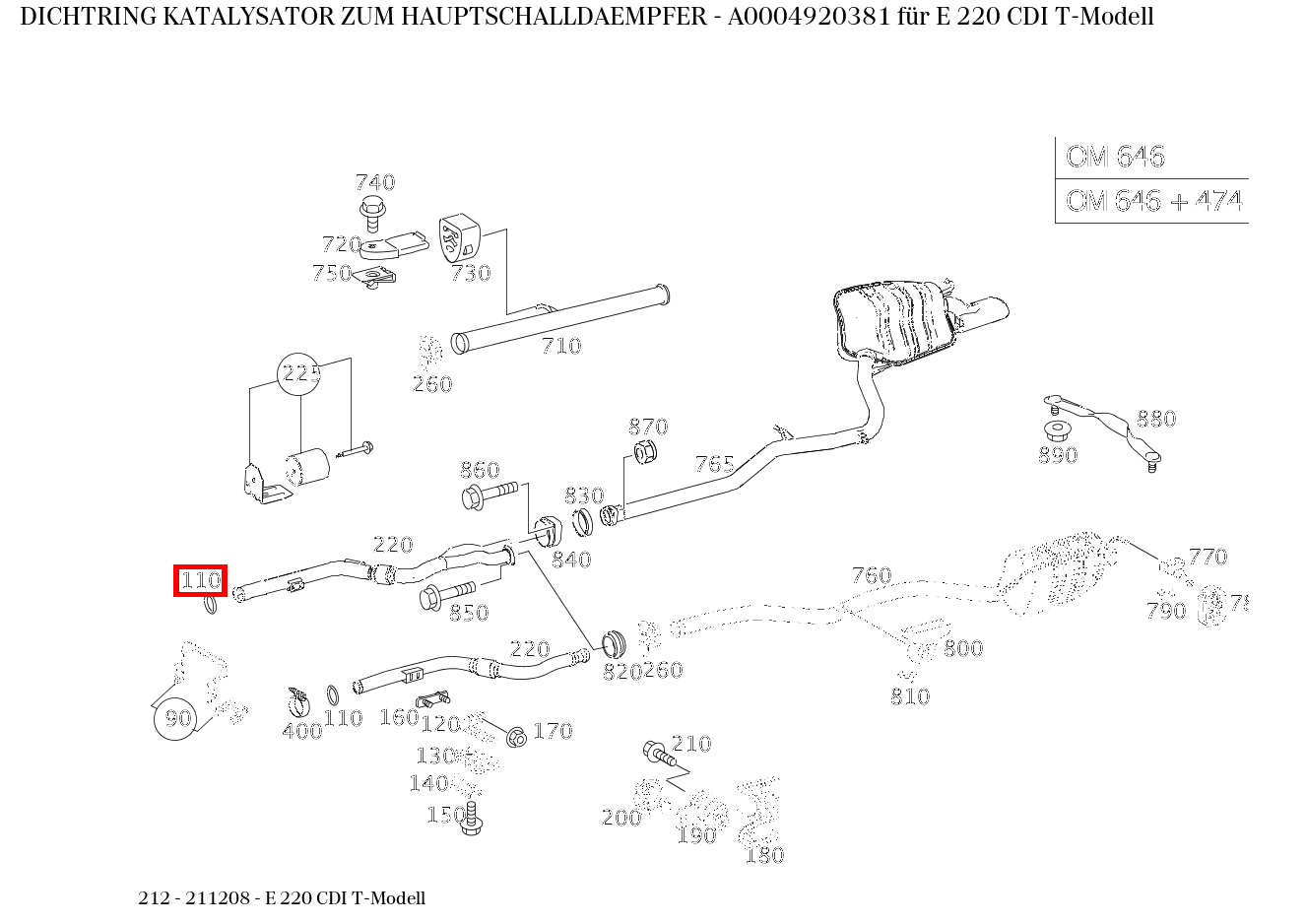 Dichtring KATALYSATOR ZUM HAUPTSCHALLDAEMPFER E 220 CDI T-Modell 212 Dichtring KATALYSATOR ZUM HAUPTSCHALLDAEMPFER E 220 CDI T-Modell 212