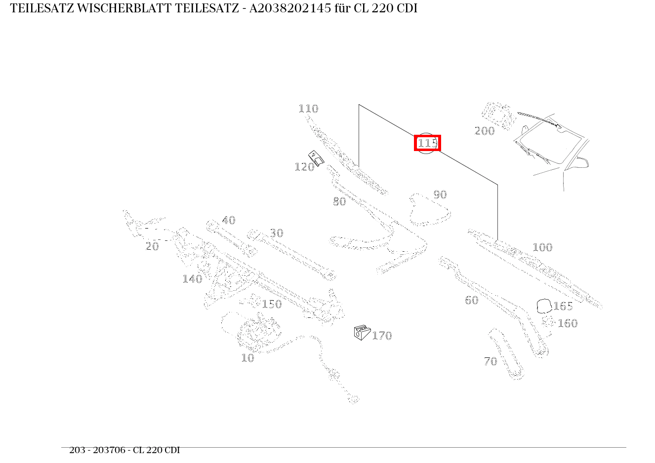 Teilesatz Wischerblatt TEILESATZ CL 220 CDI 203