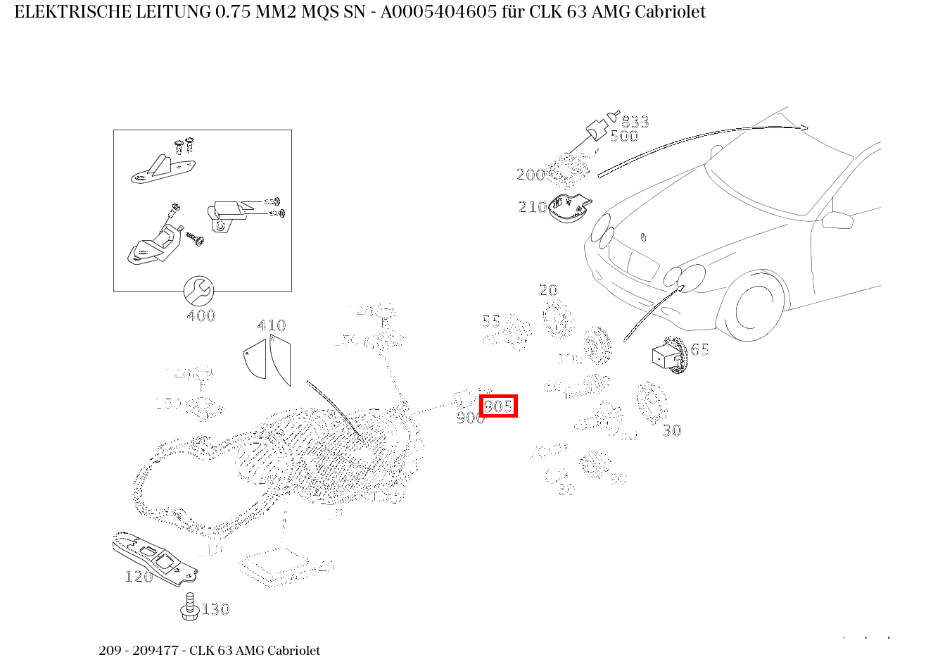 Elektrische Leitung 0.75 MM2 MQS SN CLK 63 AMG Cabriolet 209 Elektrische Leitung 0.75 MM2 MQS SN CLK 63 AMG Cabriolet 209