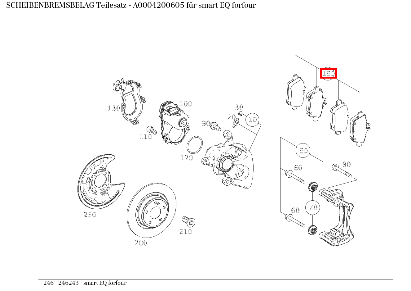 Scheibenbremsbelag Teilesatz smart EQ forfour 246