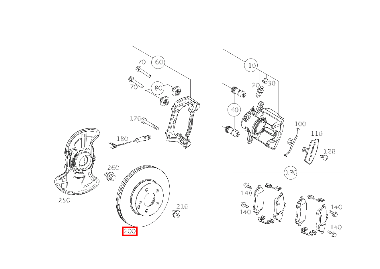 Bremsscheibe belüftet Vorn rechts E350 BT C 207