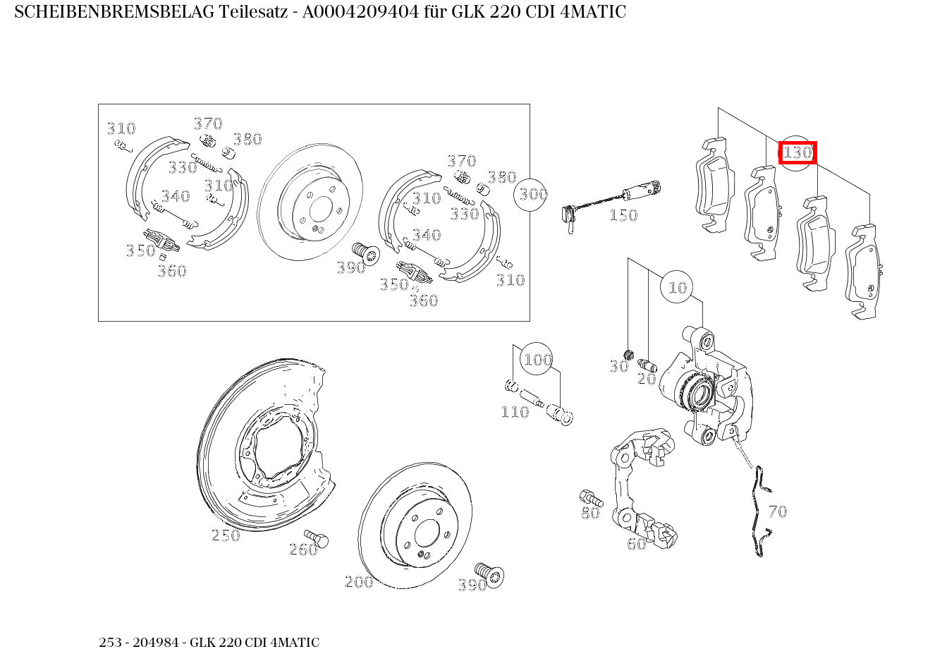 Scheibenbremsbelag Teilesatz GLK 220 CDI 4MATIC 253 Scheibenbremsbelag Teilesatz GLK 220 CDI 4MATIC 253