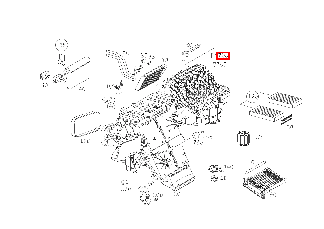 Steckhülsengehäuse TEMPERATURFUEHLER VERDAMPFER B10/6; 2-PIN MQS R 500 L 251