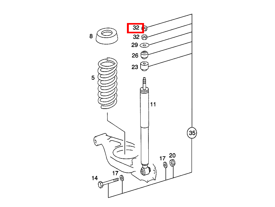 Sechskantmutter STOSSDAEMPFER AN RAHMEN; M10X1 190 D 2.5 Turbo 201 Sechskantmutter STOSSDAEMPFER AN RAHMEN; M10X1 190 D 2.5 Turbo 201