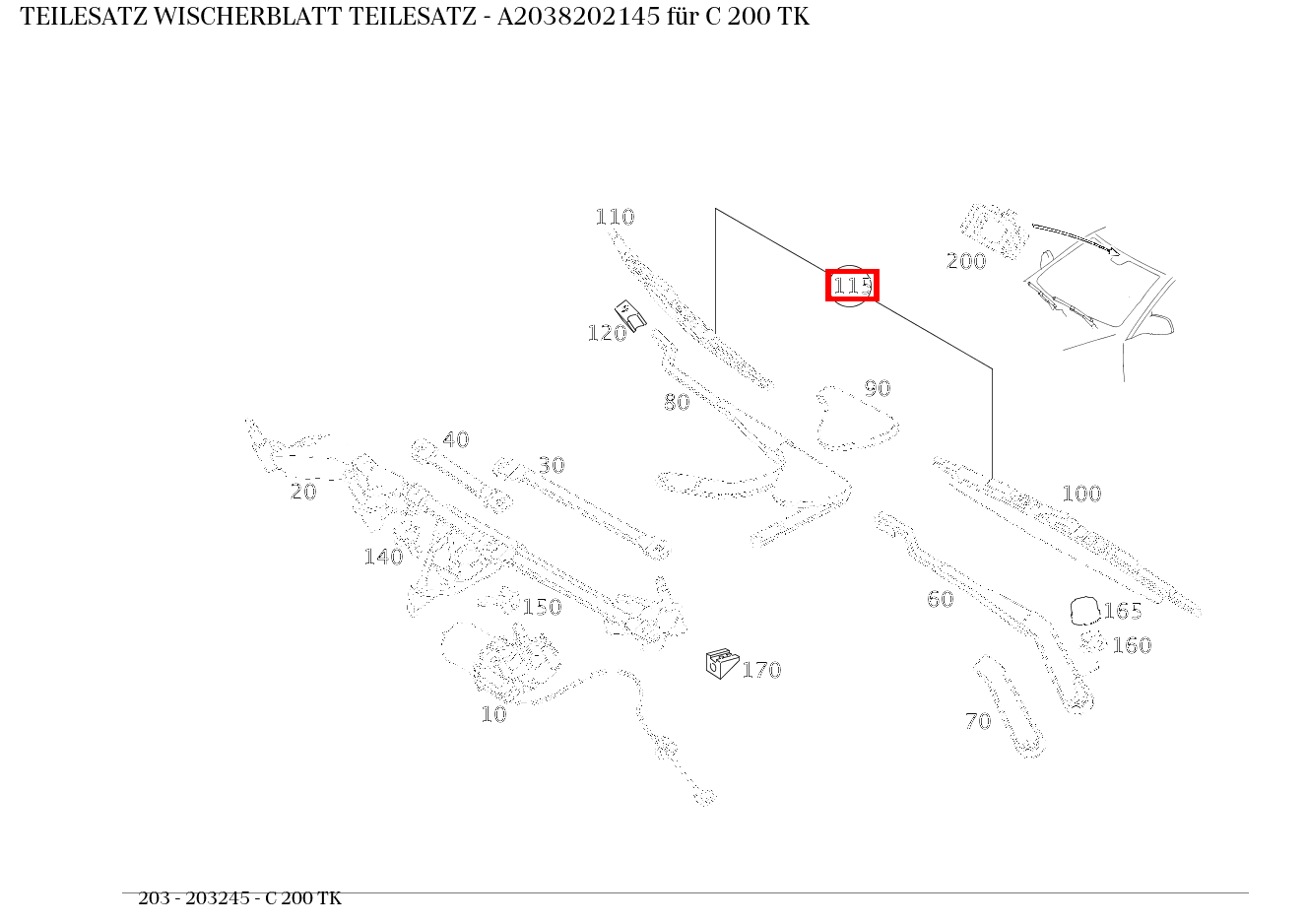 Teilesatz Wischerblatt TEILESATZ C 200 TK 203