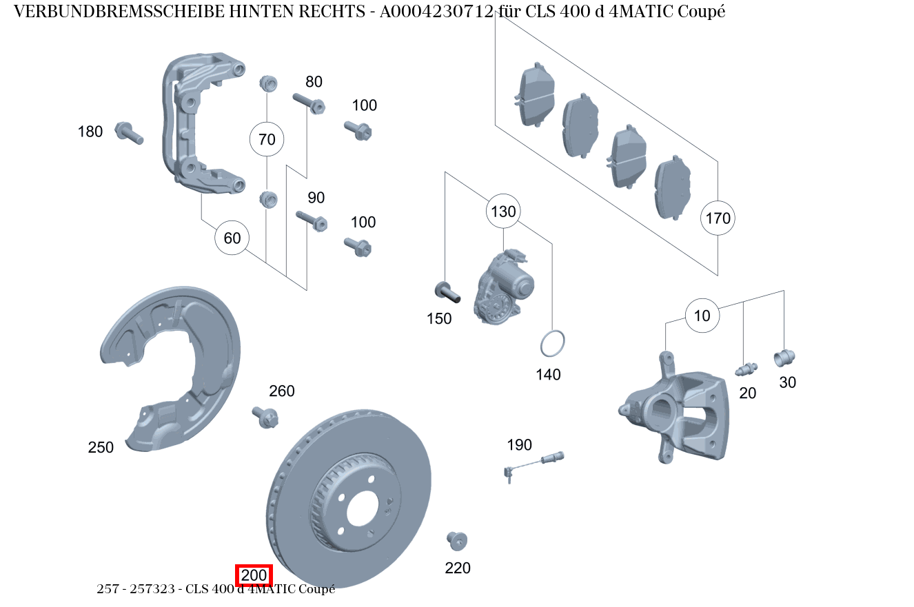 Verbundbremsscheibe HINTEN RECHTS CLS 400 d 4MATIC Coupé 257 Verbundbremsscheibe HINTEN RECHTS CLS 400 d 4MATIC Coupé 257