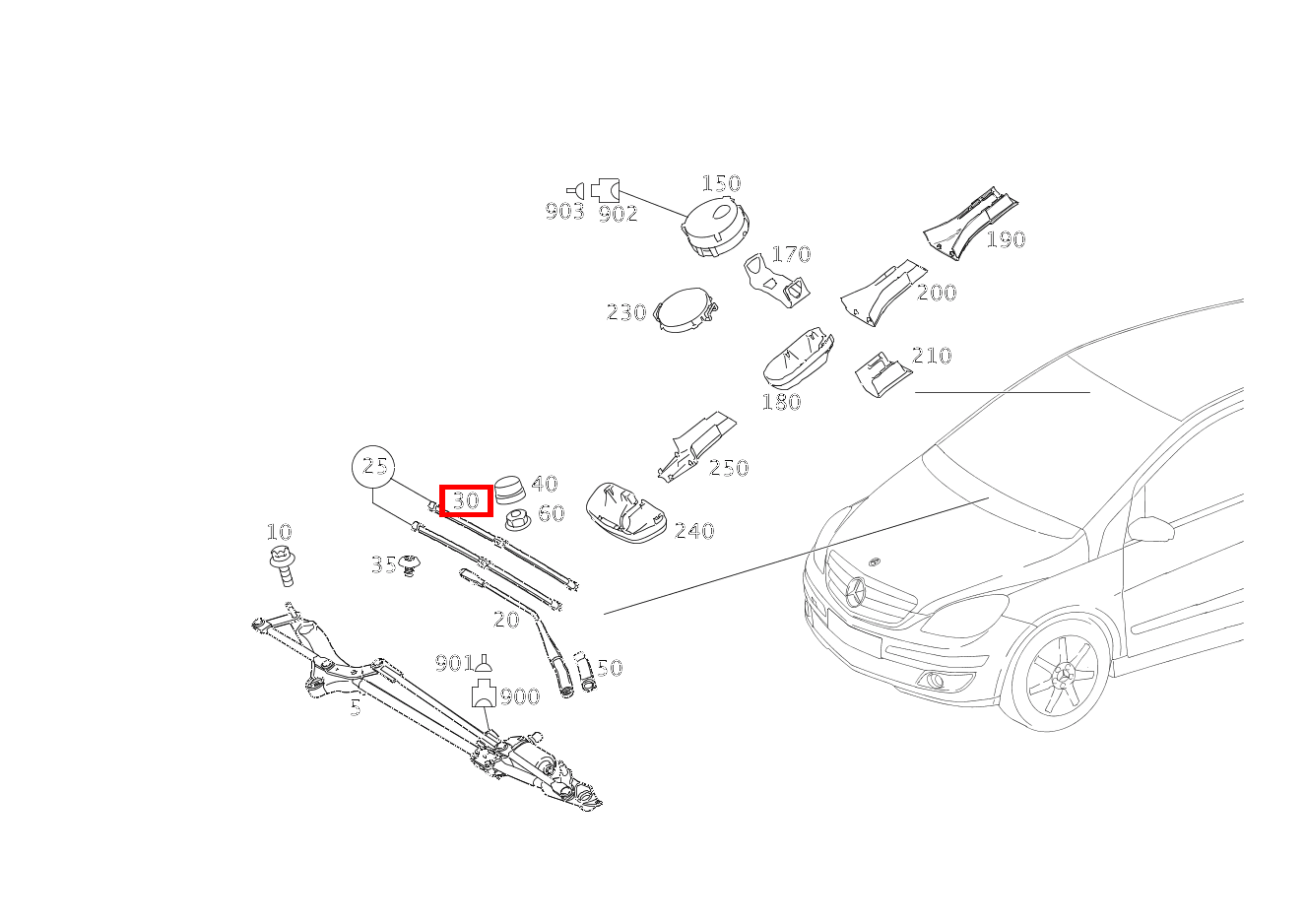 Wischerblatt LINKS B 250 246