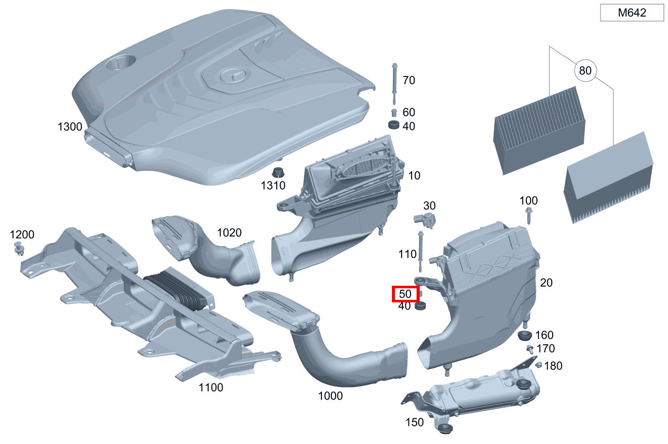 Buchse Befestigung Luftfiltergehäuse vorn, rechts GLC 350 d 4MATIC Off-Roader 253