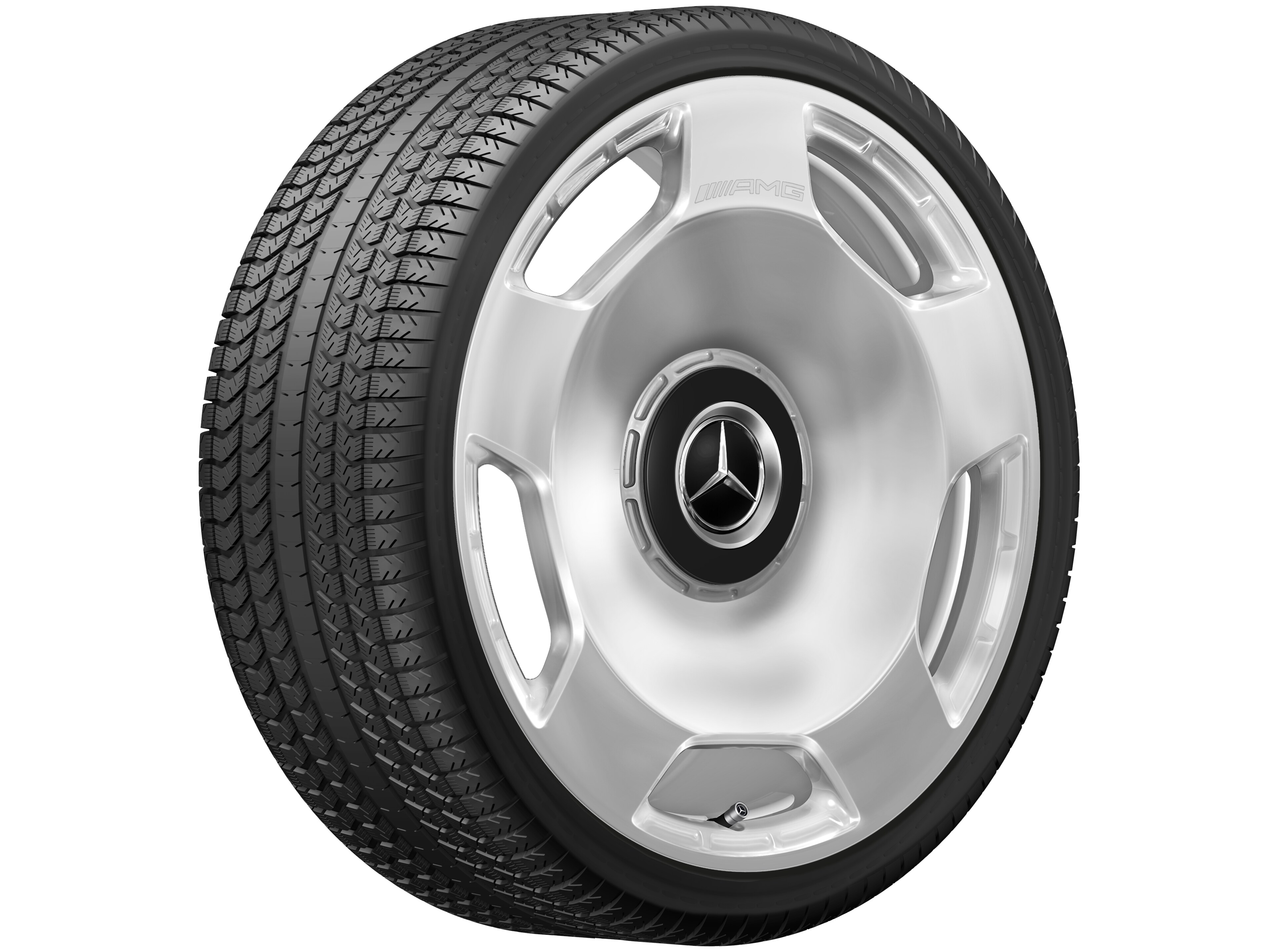 Mercedes-Benz - AMG Schmiederad, 23 Zoll, 10 J x 23 ET 45, silberfarben, hochglanzpoliert