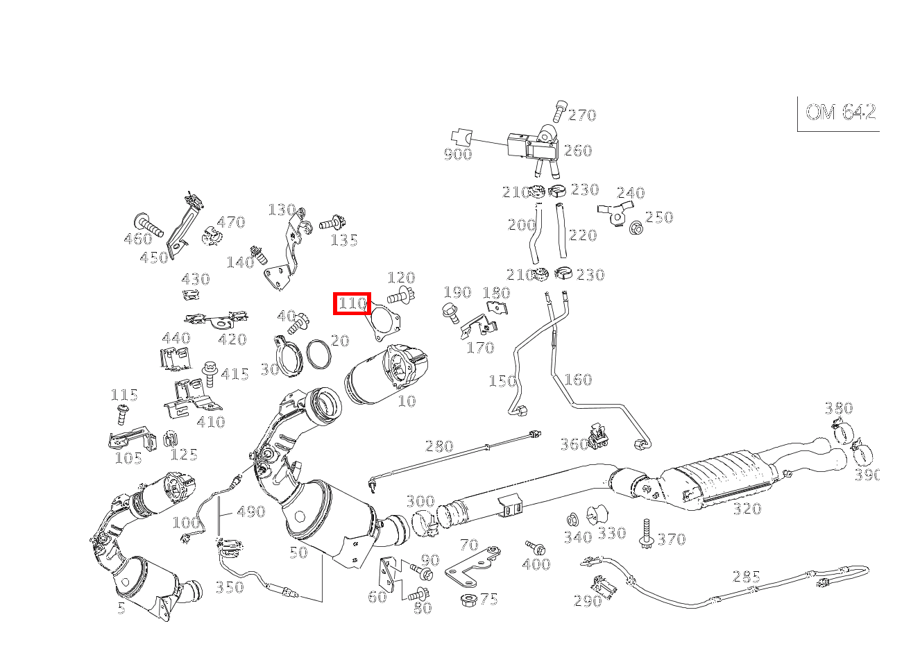 Flanschdichtung ZWISCHEN AUSPUFFROHR UND TURBOLADER E350CDI BE CA 207