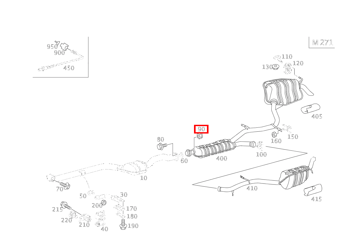 Mutter AUSPUFFROHR VORN AN AUSPUFFROHR HINTEN; M8 E 200 TK 211