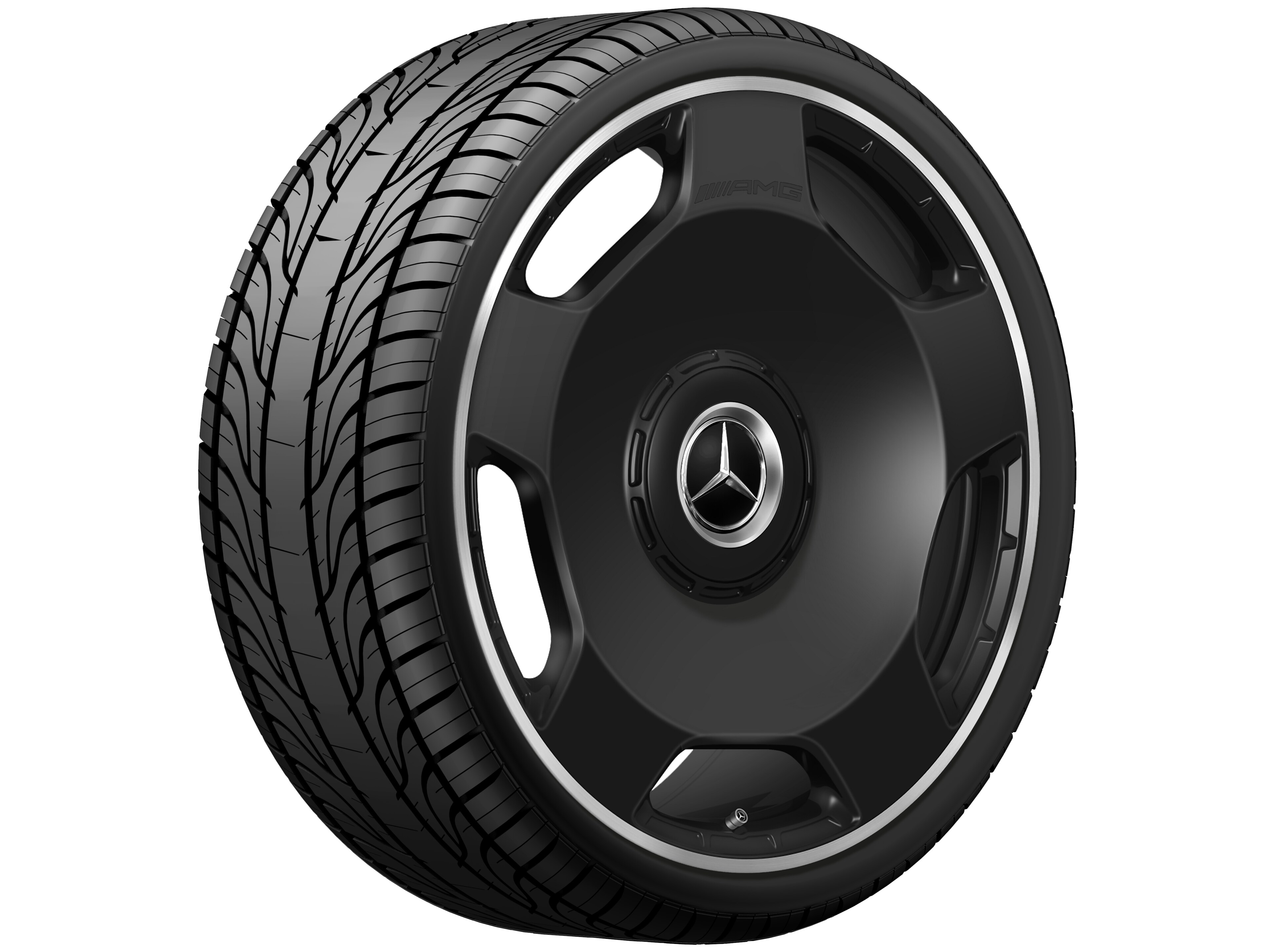 AMG Schmiederad im 5-Loch Design, 58,4 cm (23 Zoll), Felgenhorn glanzgedreht 11,5 J x 23 ET 47, schwarz matt