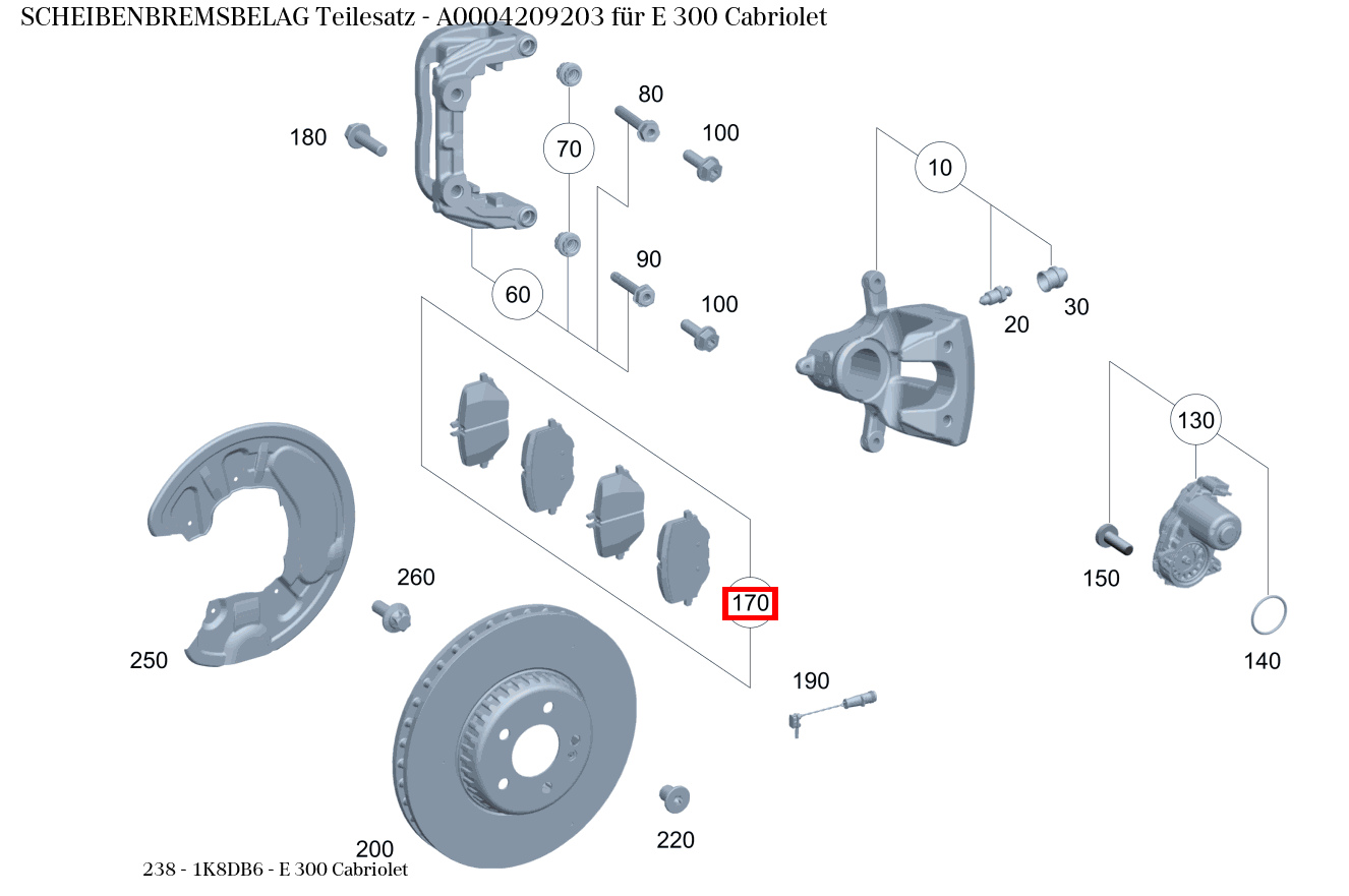 Scheibenbremsbelag Teilesatz E 300 Cabriolet 238