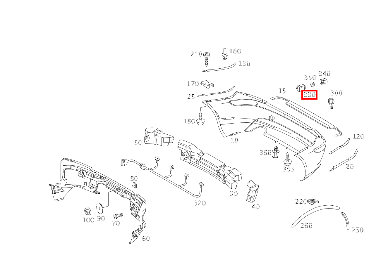 ABSTANDSSENSOR IN STOSSFAENGER HINTEN SLK 55 AMG Roadster 171