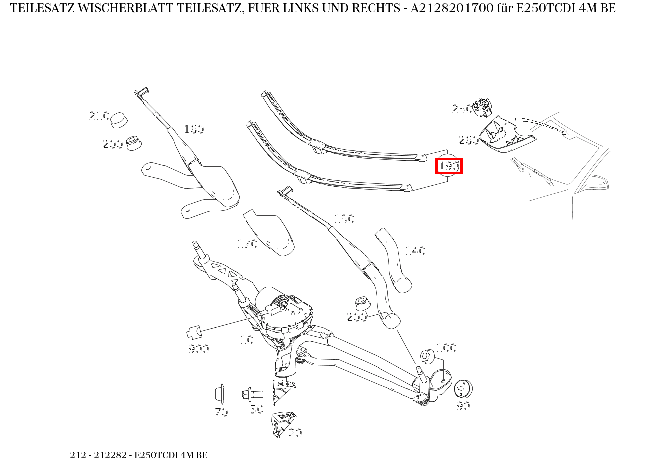 Teilesatz Wischerblatt TEILESATZ, FUER LINKS UND RECHTS E250TCDI 4M BE 212