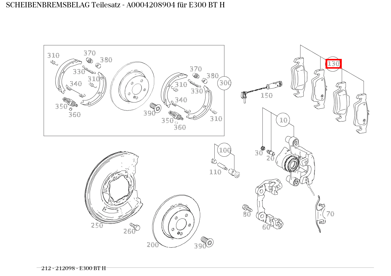 Scheibenbremsbelag Teilesatz E300 BT H 212
