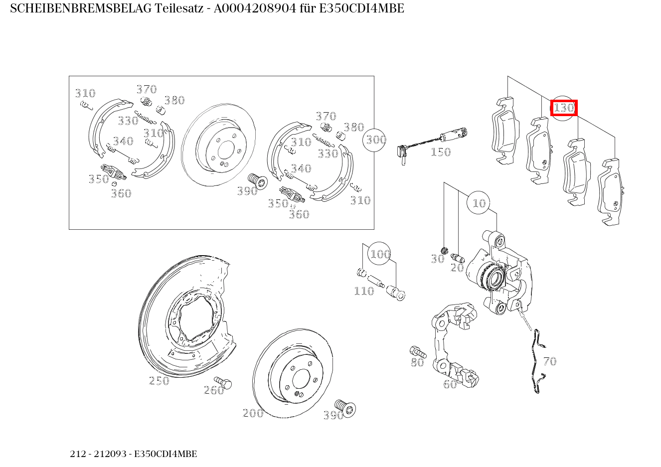 Scheibenbremsbelag Teilesatz E350CDI4MBE 212