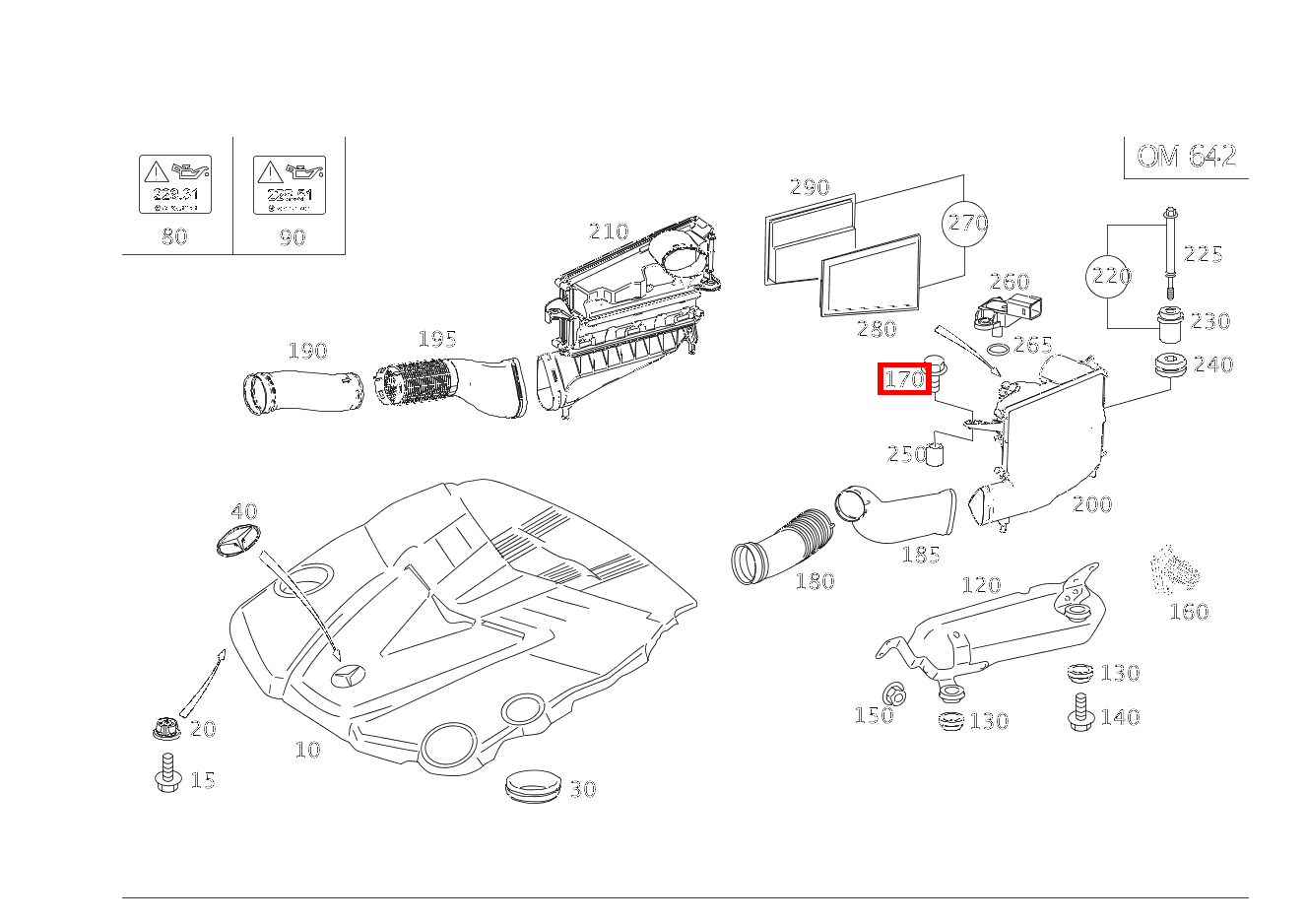 Sechsrundschraube DAEMPFERFILTER AN ZYLINDERKOPFHAUBEM LINKS; M6X25 R 300 CDI SUV-Tourer (langer Radstand) 251