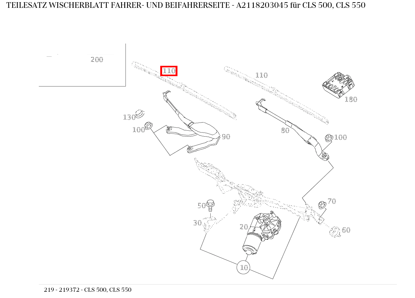 Teilesatz Wischerblatt FAHRER- UND BEIFAHRERSEITE CLS 500, CLS 550 219