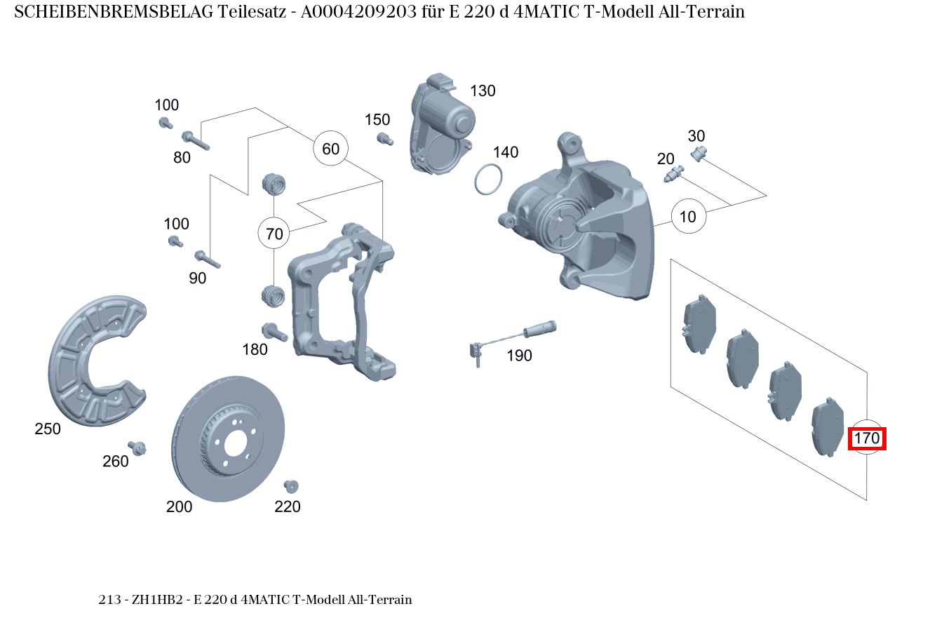 Scheibenbremsbelag Teilesatz E 220 d 4MATIC T-Modell All-Terrain 213