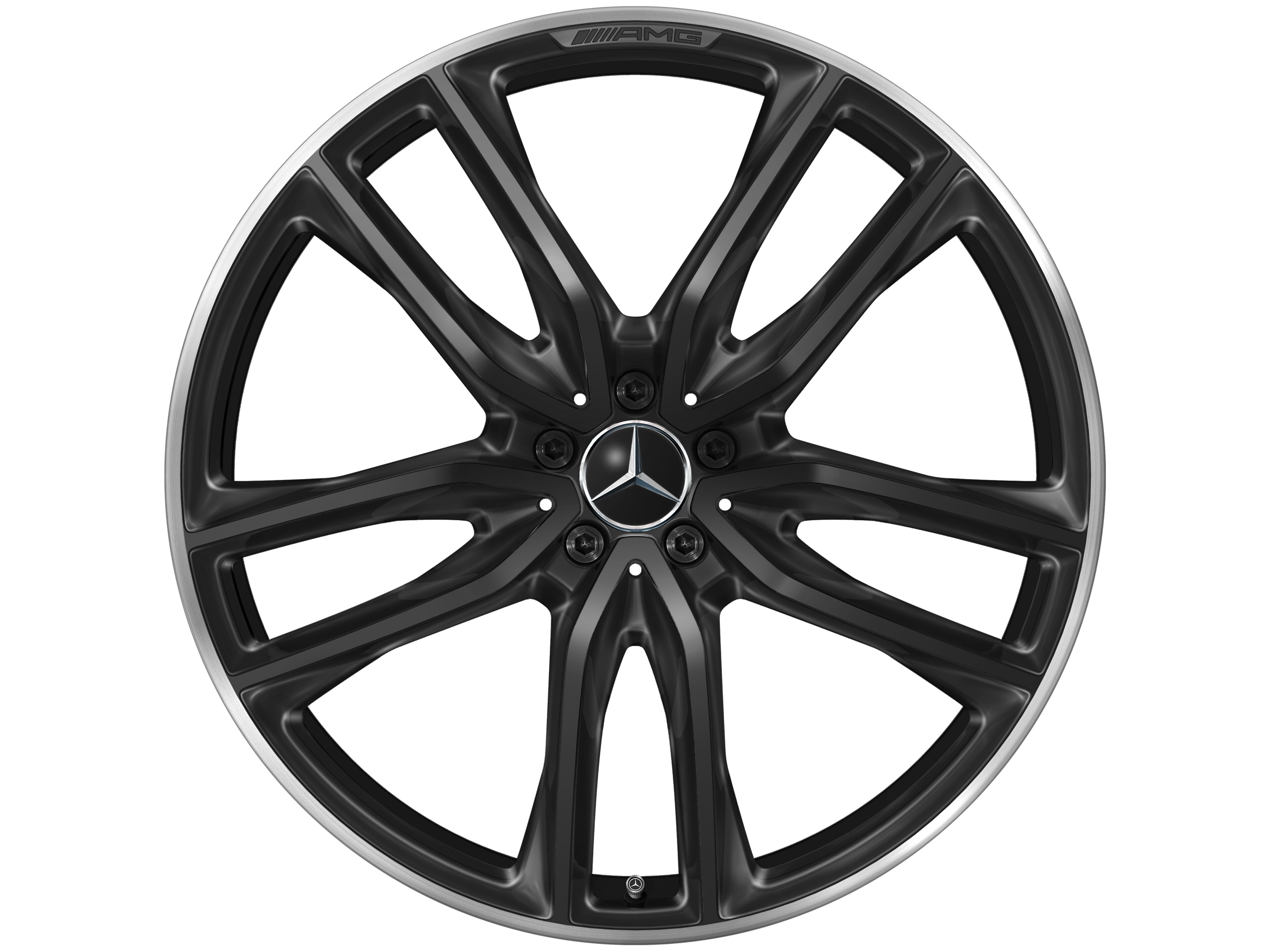 AMG 5-Doppelspeichen-Rad, 23 Zoll, 11,5 J x 23 ET 47, schwarz, Felgenhorn glanzgedreht