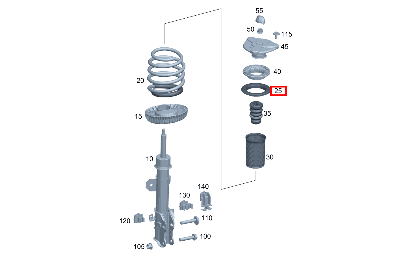 Schraubenfederbeilage OBEN LINKS UND RECHTS 18mm Vito 116 CDI Kasten Lang 245