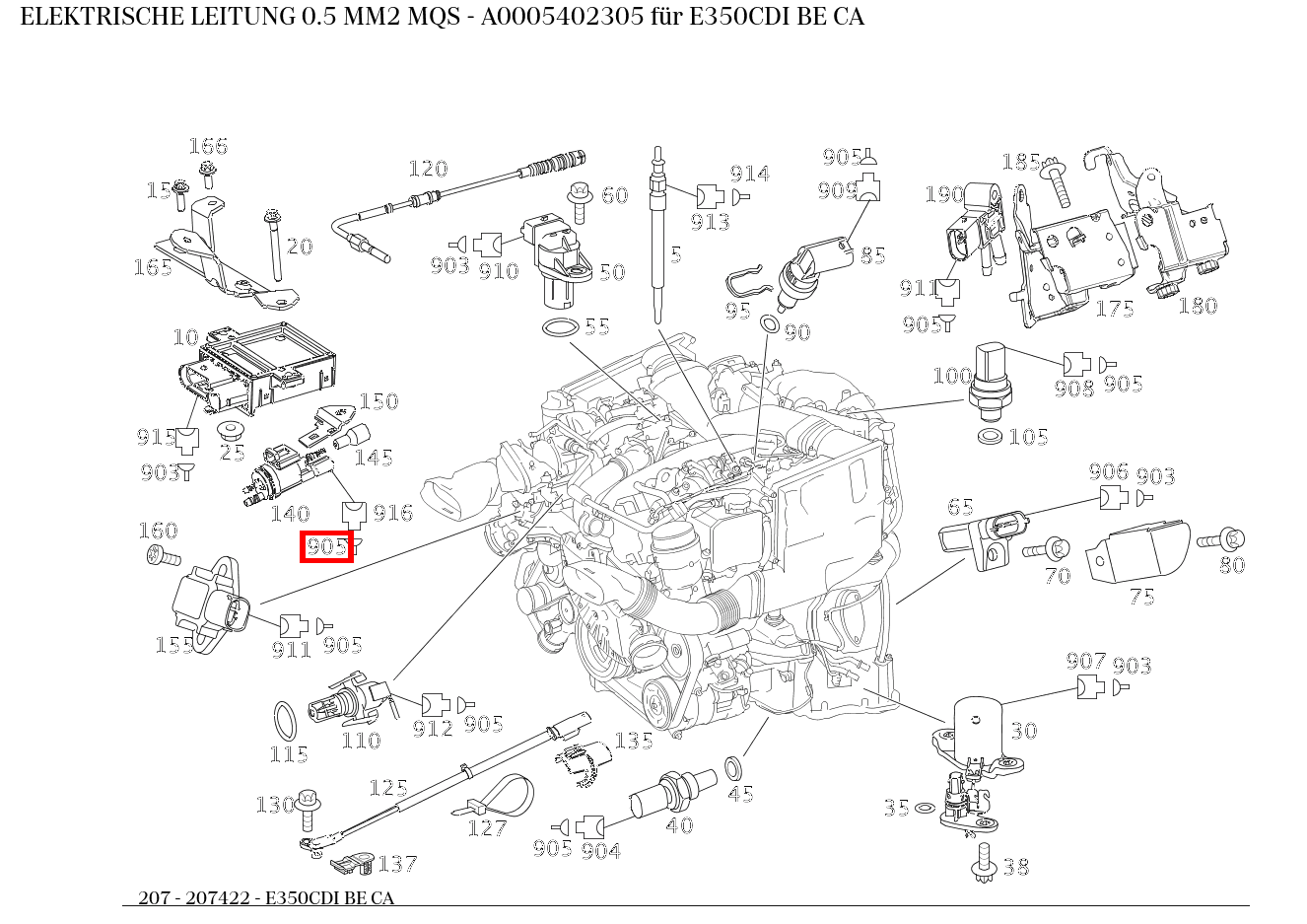 Elektrische Leitung 0.5 MM2 MQS E350CDI BE CA 207 Elektrische Leitung 0.5 MM2 MQS E350CDI BE CA 207