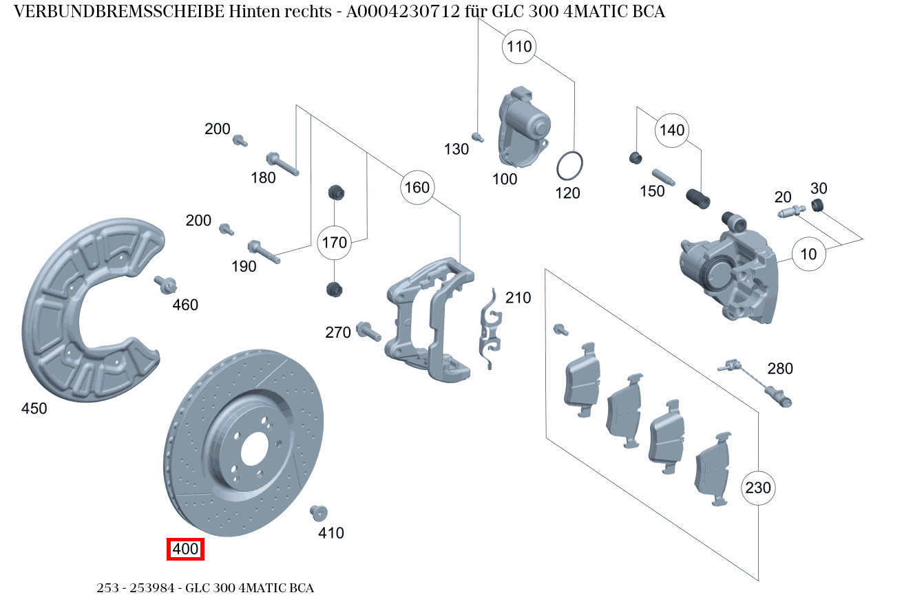 Verbundbremsscheibe Hinten rechts GLC 300 4MATIC BCA 253 Verbundbremsscheibe Hinten rechts GLC 300 4MATIC BCA 253