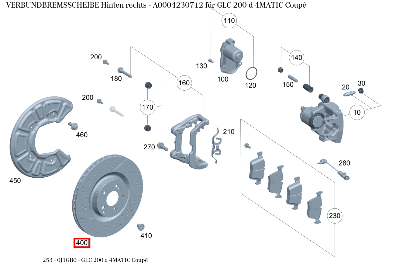 Verbundbremsscheibe Hinten rechts GLC 200 d 4MATIC Coupé 253 Verbundbremsscheibe Hinten rechts GLC 200 d 4MATIC Coupé 253