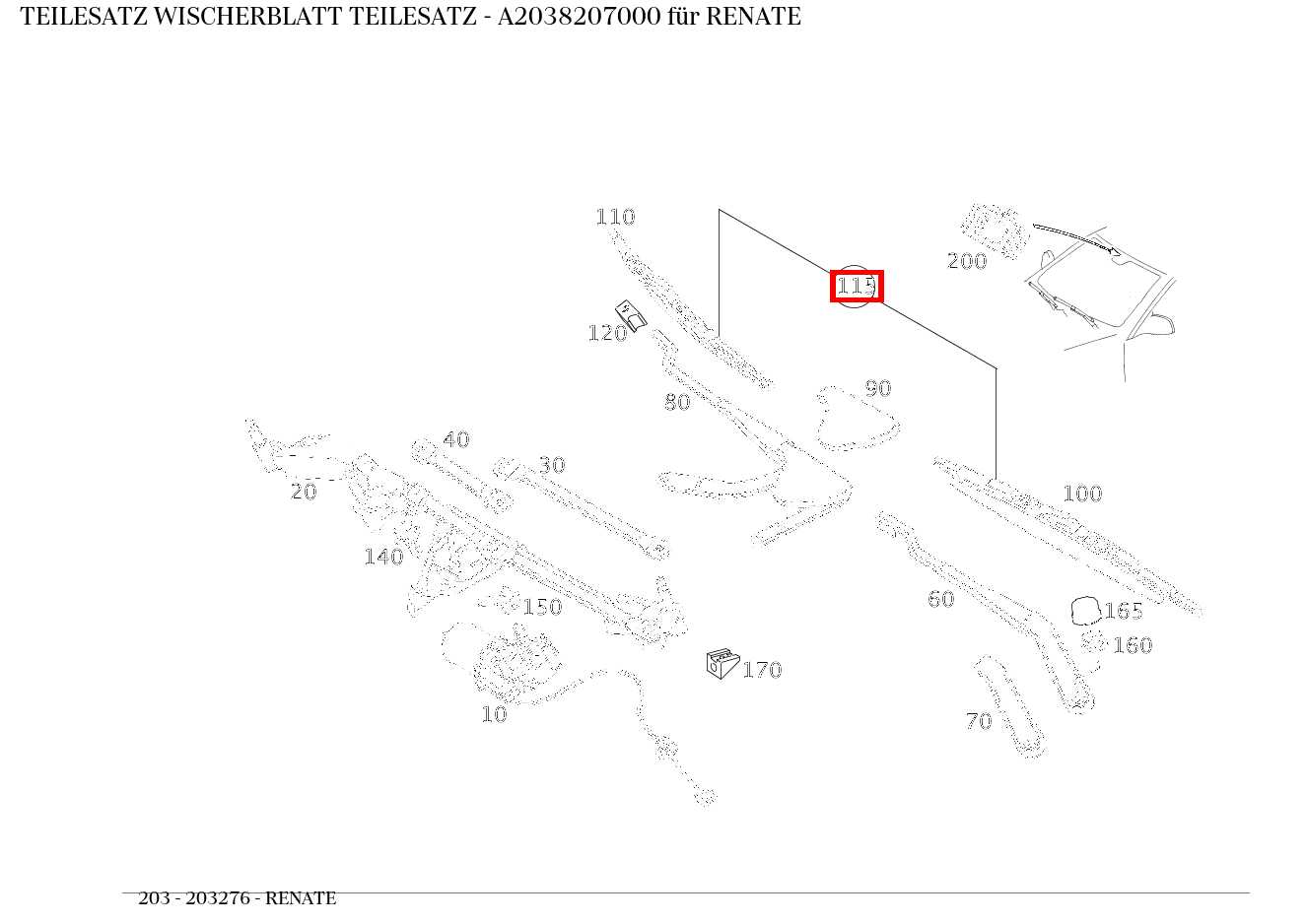 Teilesatz Wischerblatt TEILESATZ RENATE 203