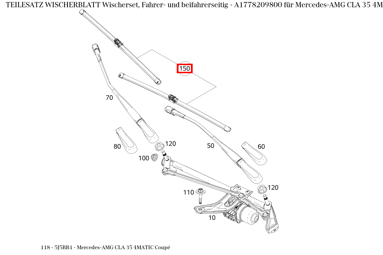 Teilesatz Wischerblatt Wischerset, Fahrer- und beifahrerseitig Mercedes-AMG CLA 35 4MATIC Coupé 118 Teilesatz Wischerblatt Wischerset, Fahrer- und beifahrerseitig Mercedes-AMG CLA 35 4MATIC Coupé 118