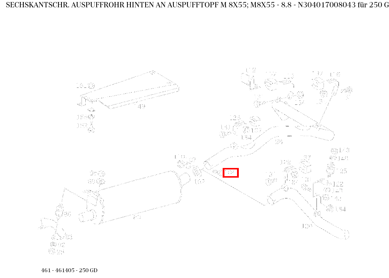 Sechskantschraube AUSPUFFROHR HINTEN AN AUSPUFFTOPF M 8X55; M8X55 - 8.8 250 GD 461