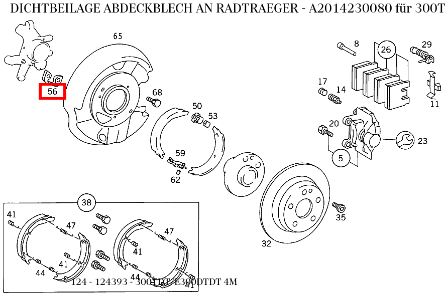 Dichtbeilage ABDECKBLECH AN RADTRAEGER 300TDT/E300DTDT 4M 124