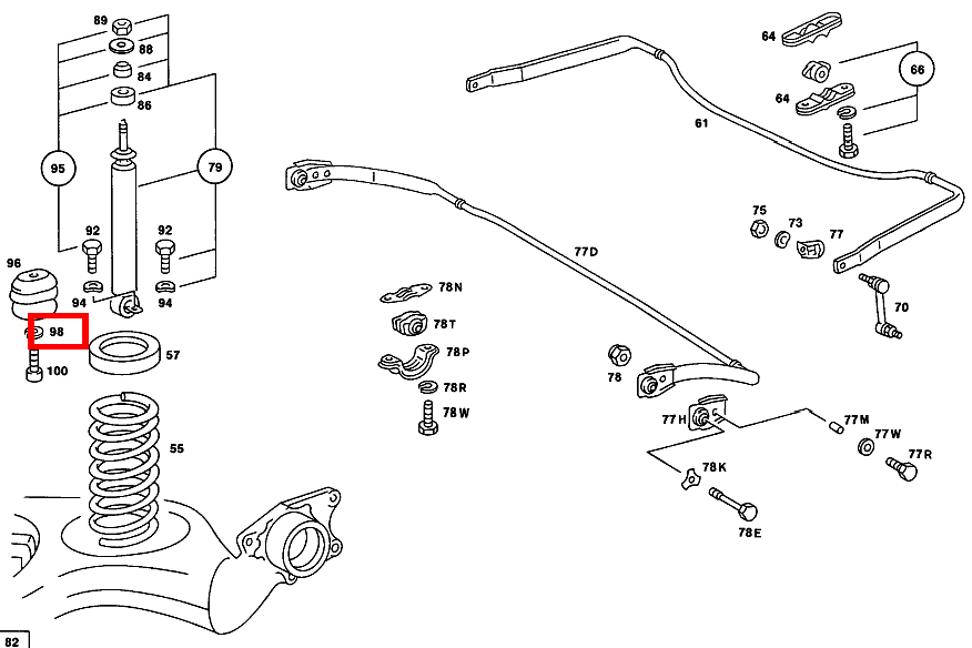 Federring ANSCHLAGPUFFER AN RAHMEN 450 SEL 6.9 116