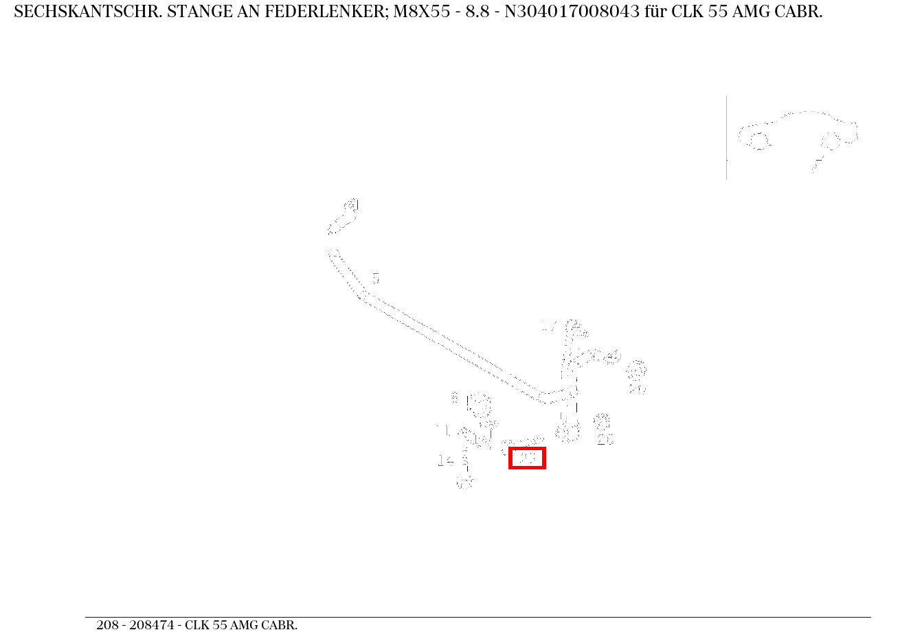 Sechskantschraube STANGE AN FEDERLENKER; M8X55 - 8.8 CLK 55 AMG CABR. 208