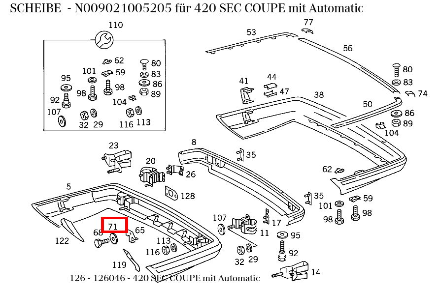 Scheibe 420 SEC COUPE mit Automatic 126