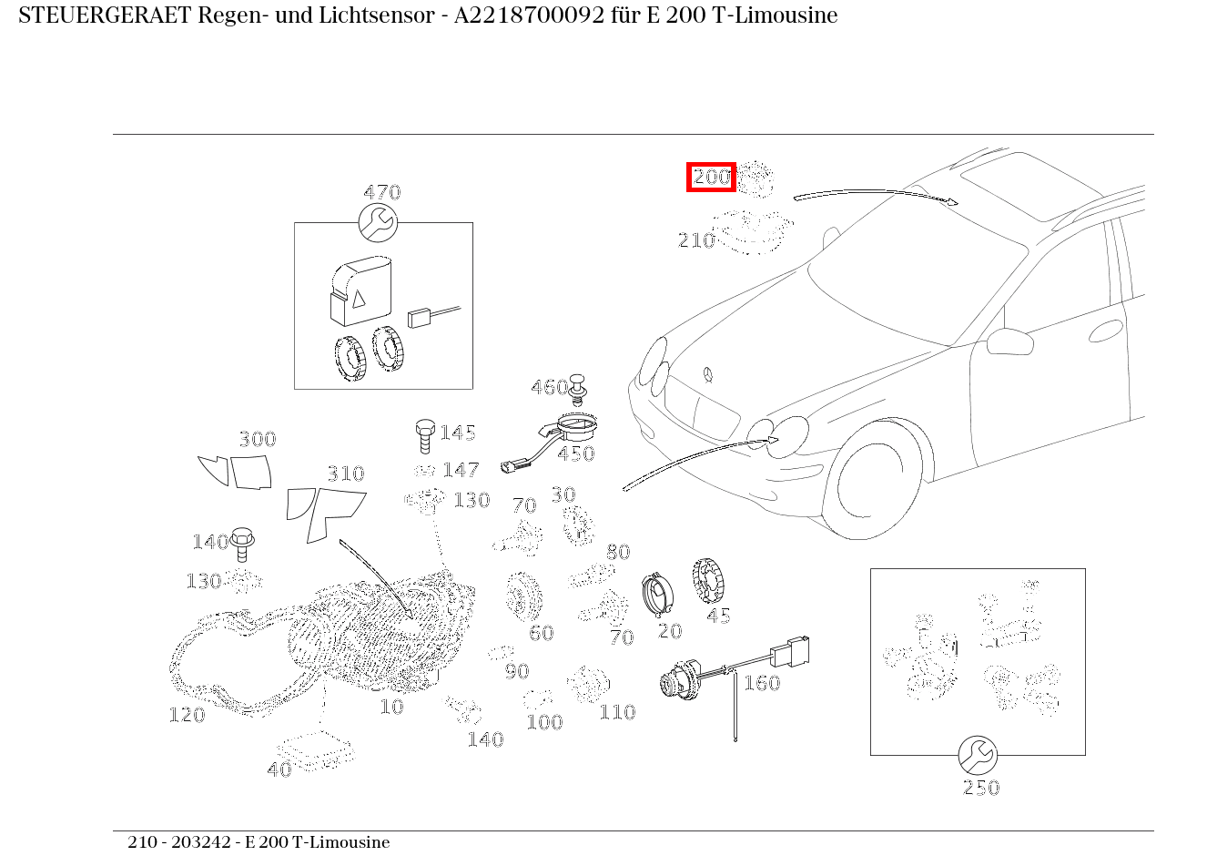 STEUERGERAET Regen- und Lichtsensor E 200 T-Limousine 210