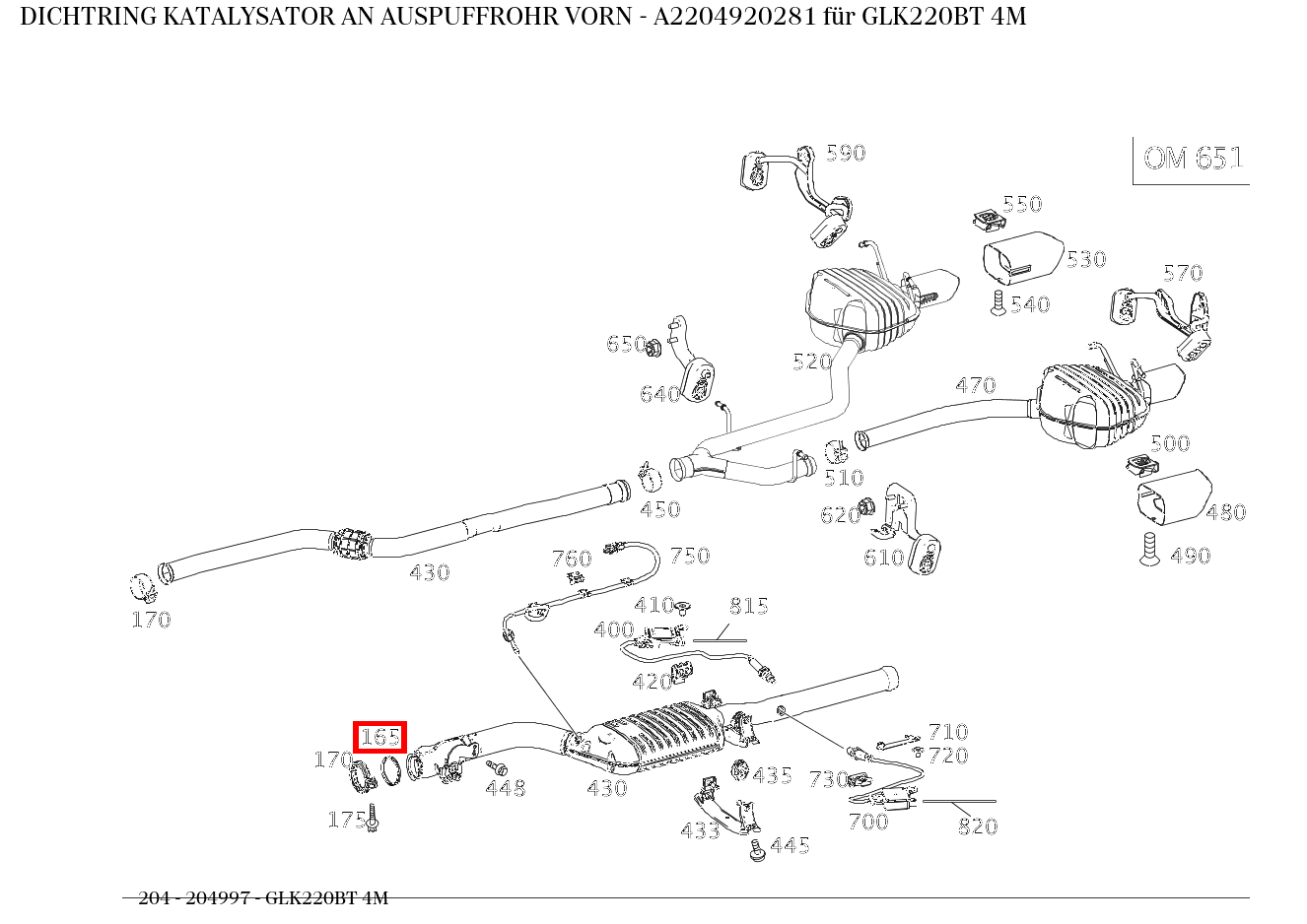 Dichtring KATALYSATOR AN AUSPUFFROHR VORN GLK220BT 4M 204