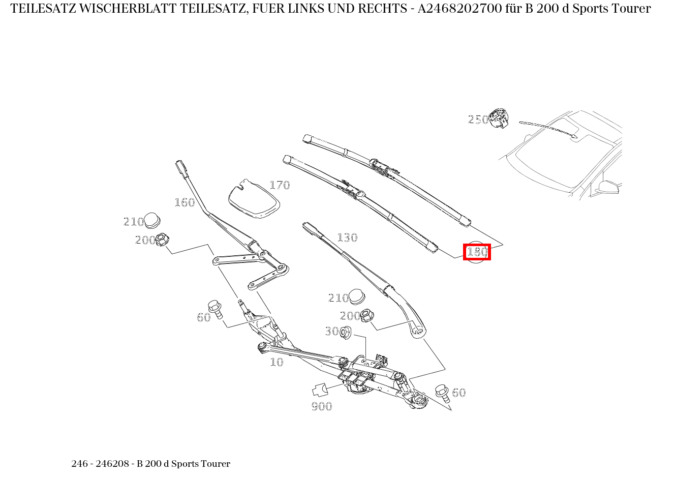 Teilesatz Wischerblatt TEILESATZ, FUER LINKS UND RECHTS B 200 d Sports Tourer 246