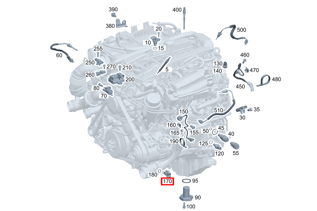 Temperatursensor In Ladeluftleitung geclipst E300T BT H 212
