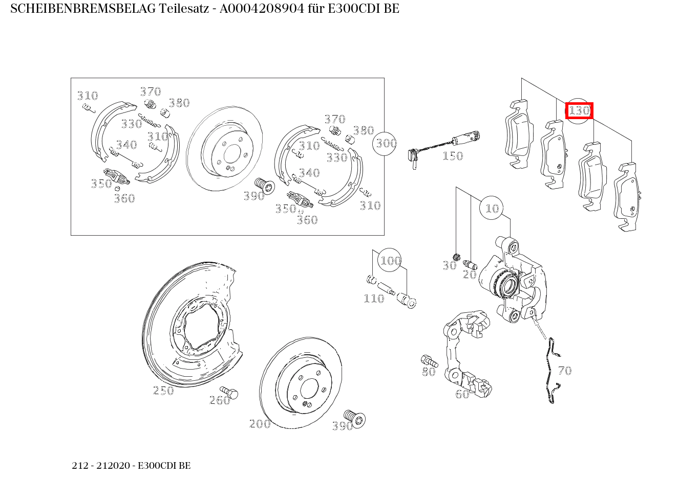 Scheibenbremsbelag Teilesatz E300CDI BE 212