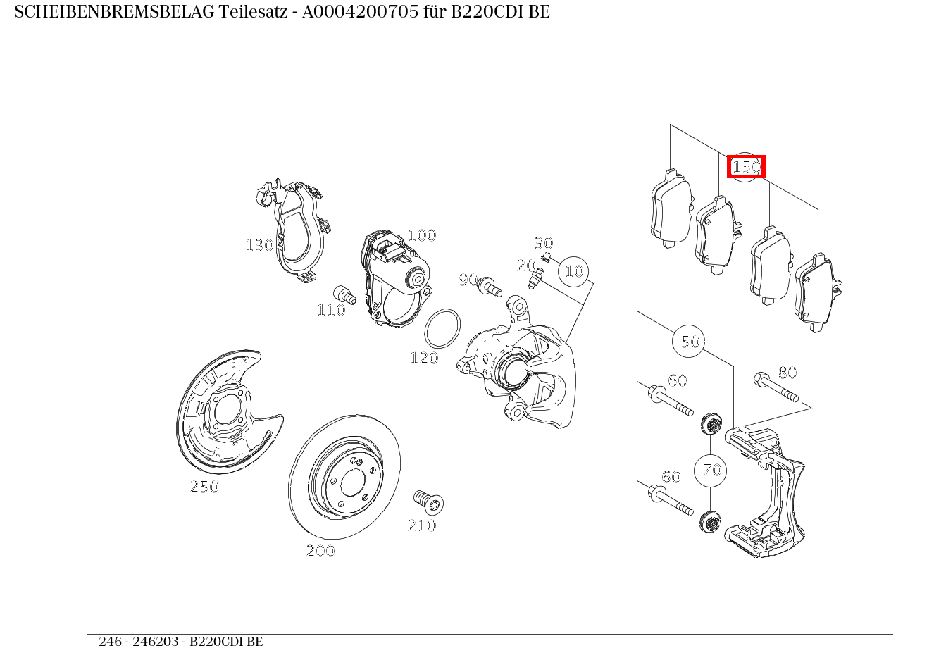 Scheibenbremsbelag Teilesatz B220CDI BE 246 Scheibenbremsbelag Teilesatz B220CDI BE 246