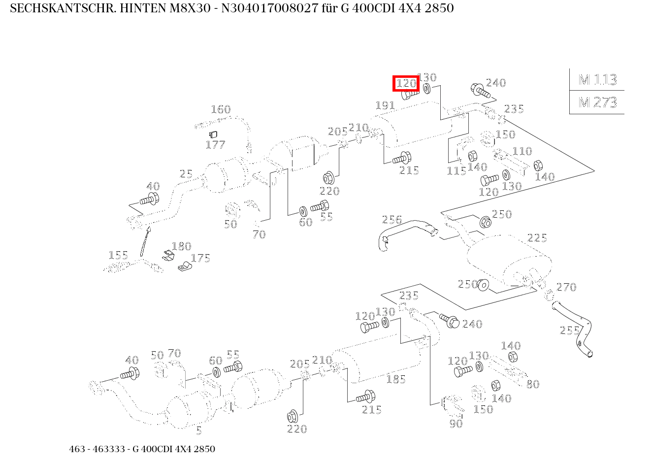 Sechskantschraube HINTEN M8X30 G 400CDI 4X4 2850 463